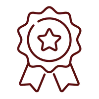 Ribbon award icon with a star in the center, representing achievement or quality for custom lapel pins.