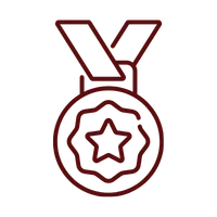 Outline icon of a medal with a star in the center and a ribbon. Icon for custom medals.